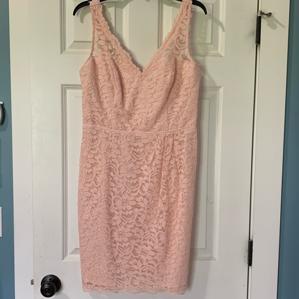 Short Tank Lace Bridesmaid Dress color petal
